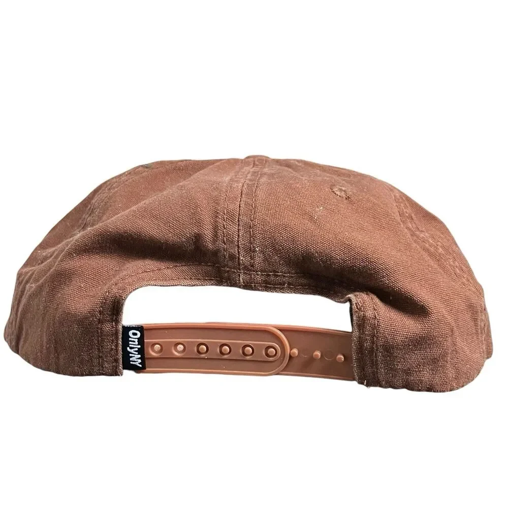 OnlyNY Snapback Hat Mens Brown 5 Panel Purple Embroidered Logo Streetwear Skate